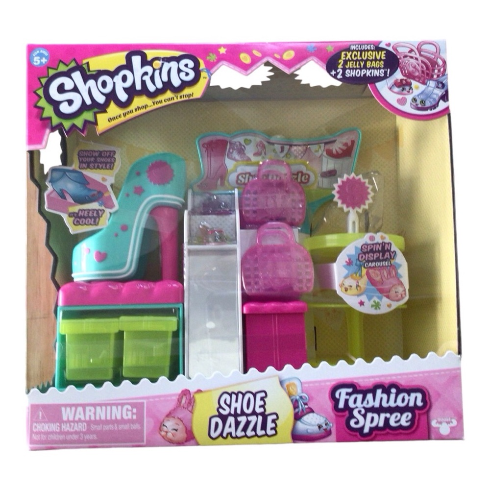 New Shopkins Fashion Spree Shoe Dazzle Includes 2-Jelly Bags +2-Shopkins .